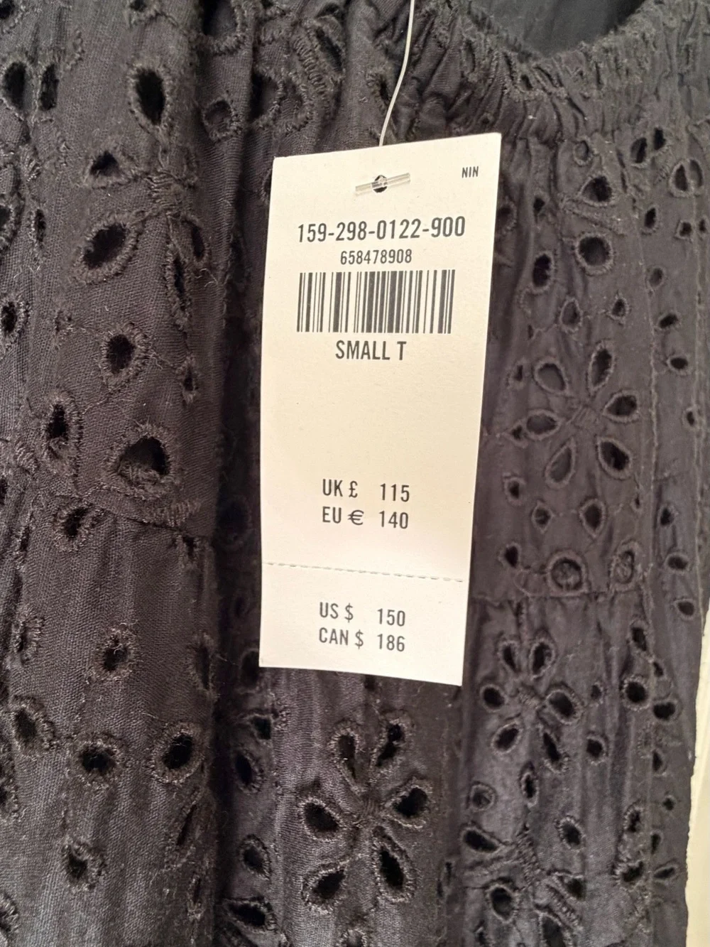 Abercrombie & Fitch Black Eyelet Tiered Maxi Dress